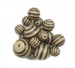 Stripes Wooden beads - Stipes - Beige and brown Babachic by Moodywood