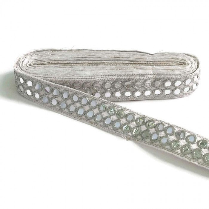 Braid Mirrors braid - Double line - Silver - 30 mm babachic