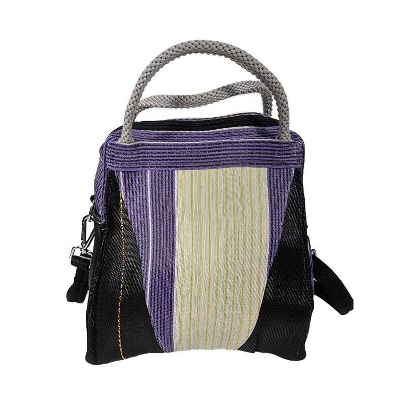 Handbags Petit Bag, black with a golden line and purple