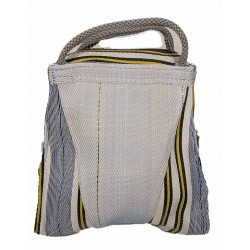 Handbags Petit Bag, white with a golden line, yellow and blue