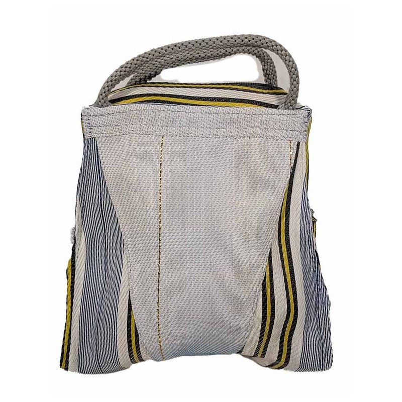 Bolsos de mano Petit Bag, blanco con linea dorada, azul y amarillo