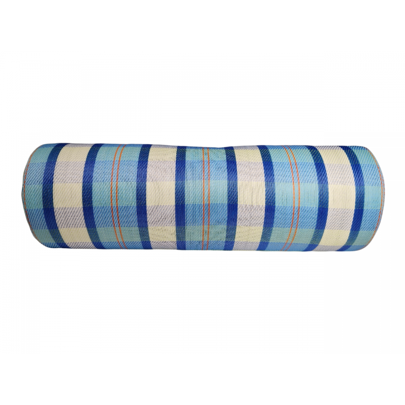 Home Recycled plastic fabric with white, blue, light blue and orange stripes Babachic by Moodywood