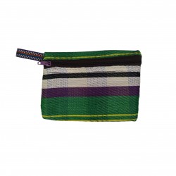 Pocket Pouch Monederito de bolsillo verde, amarillo, morado y blanco