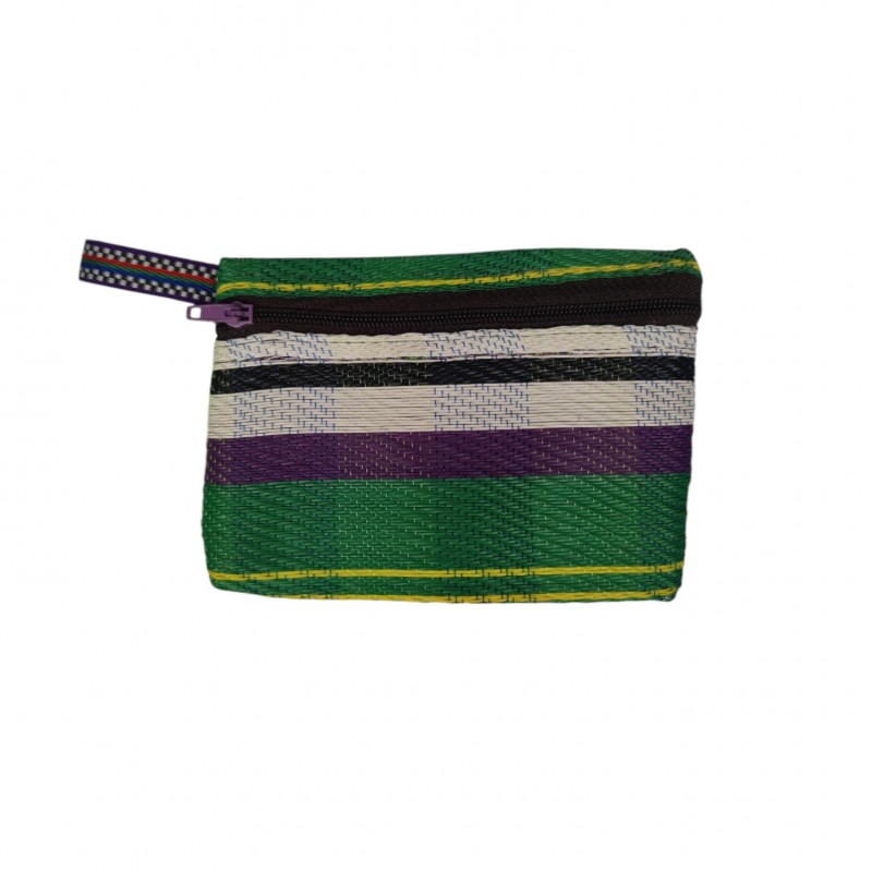 Pocket Pouch Green, yellow, purple and white pocket purse